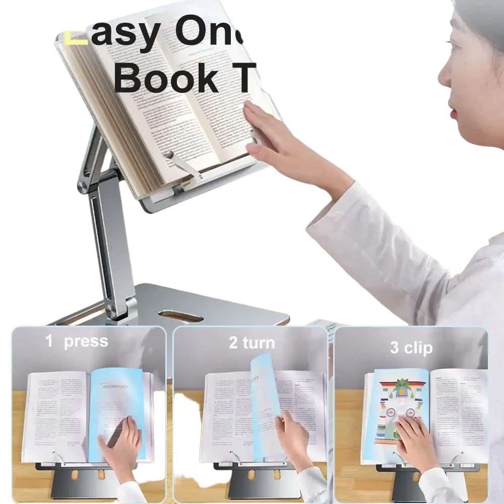 Silver aluminum laptop stand with adjustable height and one-handed turning mechanism for ergonomic use