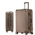 Frosted gold aluminum magnesium luggage hardshell spinner suitcase with ribbed design and sturdy wheels