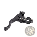 Black aluminum motorcycle brake clutch lever set with textured grip and silver hardware shown from the back side