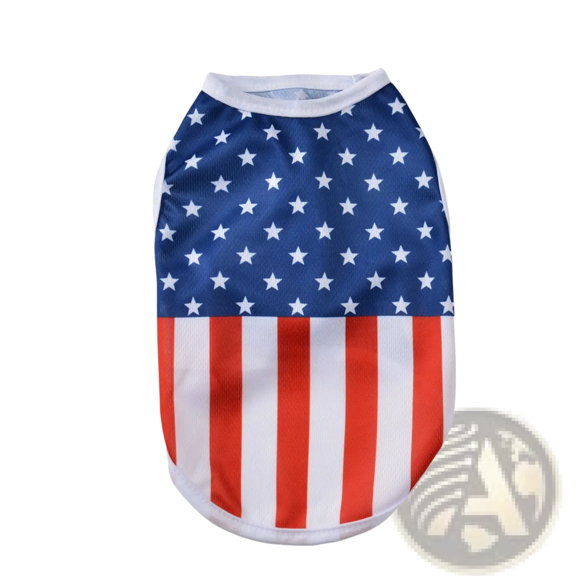 American flag dog mesh vest usa pet shirt in blue red and white with ribbed texture for patriotic pets
