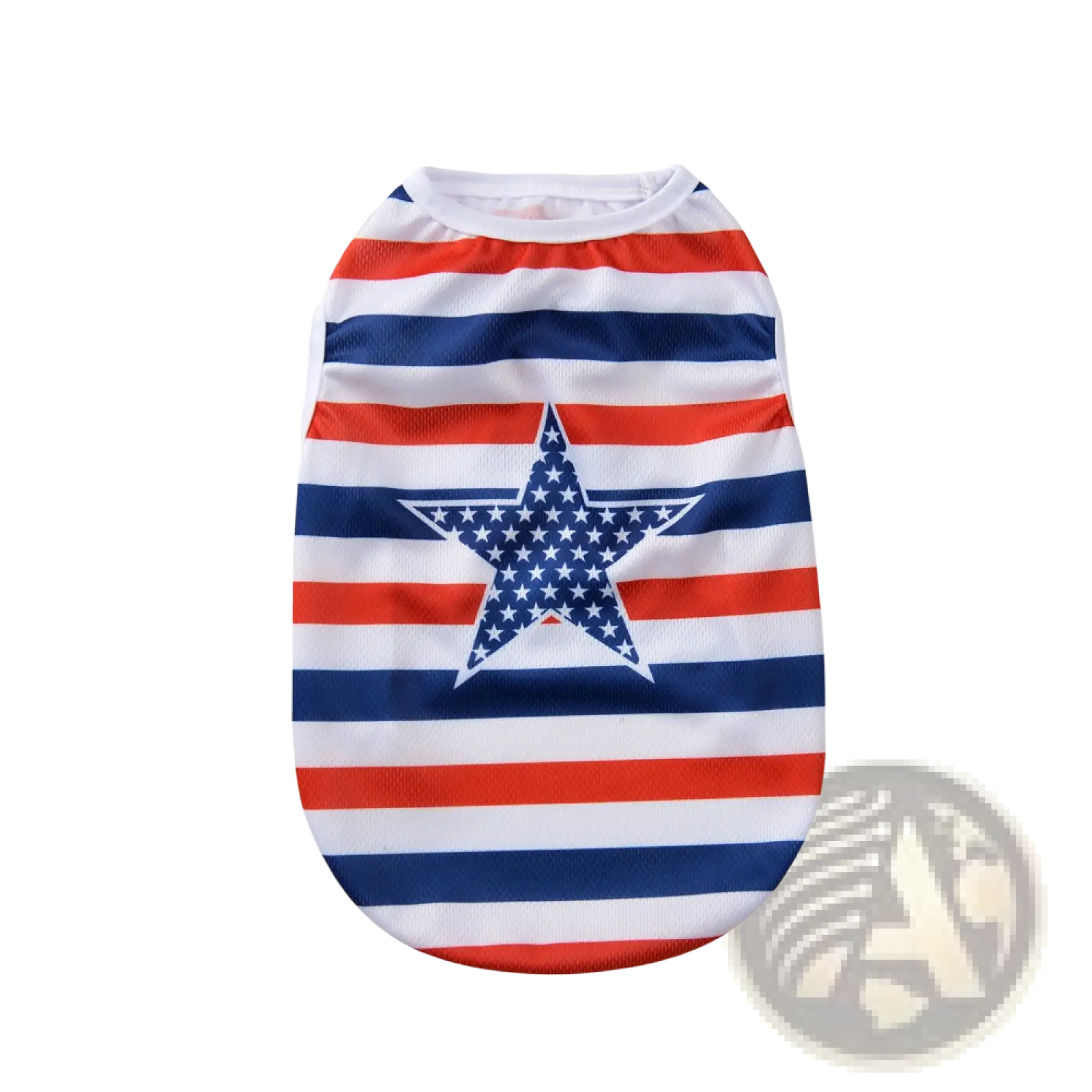 American flag dog mesh vest usa pet shirt with red white and blue stripes and a large star featuring smaller stars