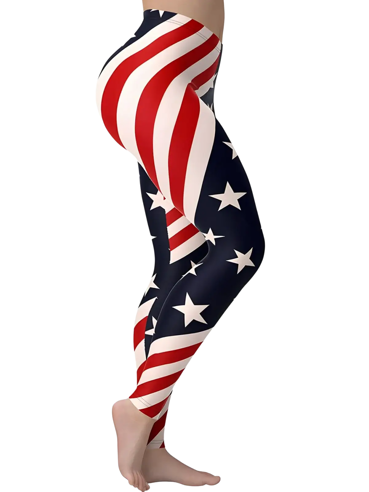 American flag high waisted yoga leggings in red white and blue with stretchy fabric design for active wear