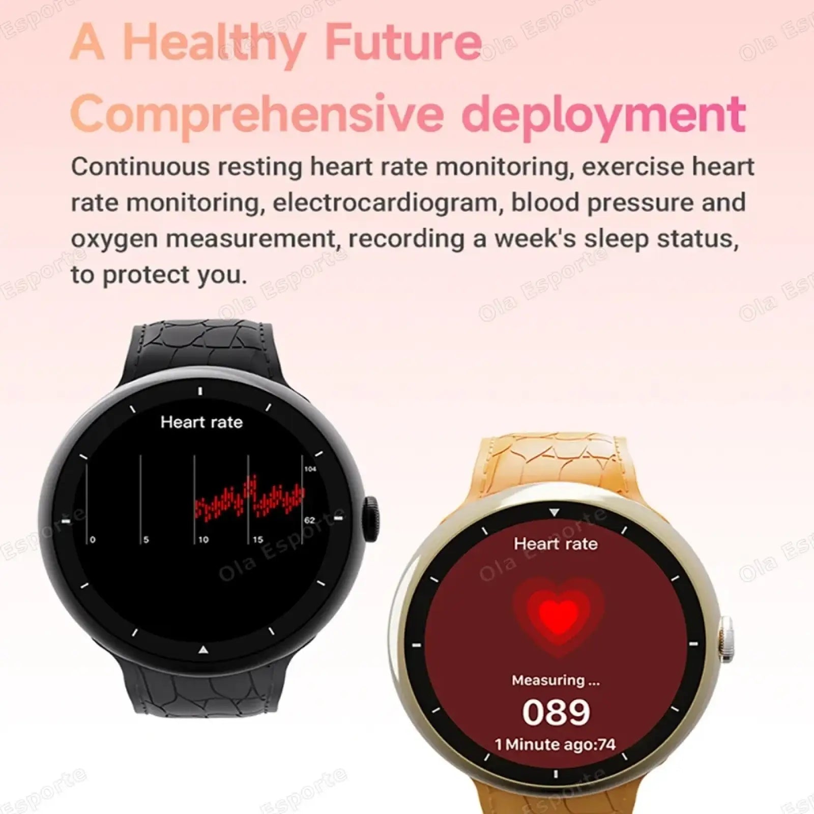 Black and gold AMOLED Bluetooth call smartwatches with heart rate monitoring fitness tracker displays