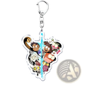 Clear acrylic keychain featuring the owl house animated characters in a heart design with silver metal clasp