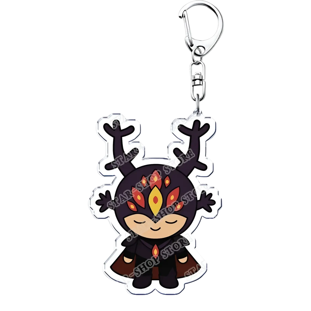 Black and orange Amphibia anime acrylic cartoon keychain with silver metal clip for keys or bags