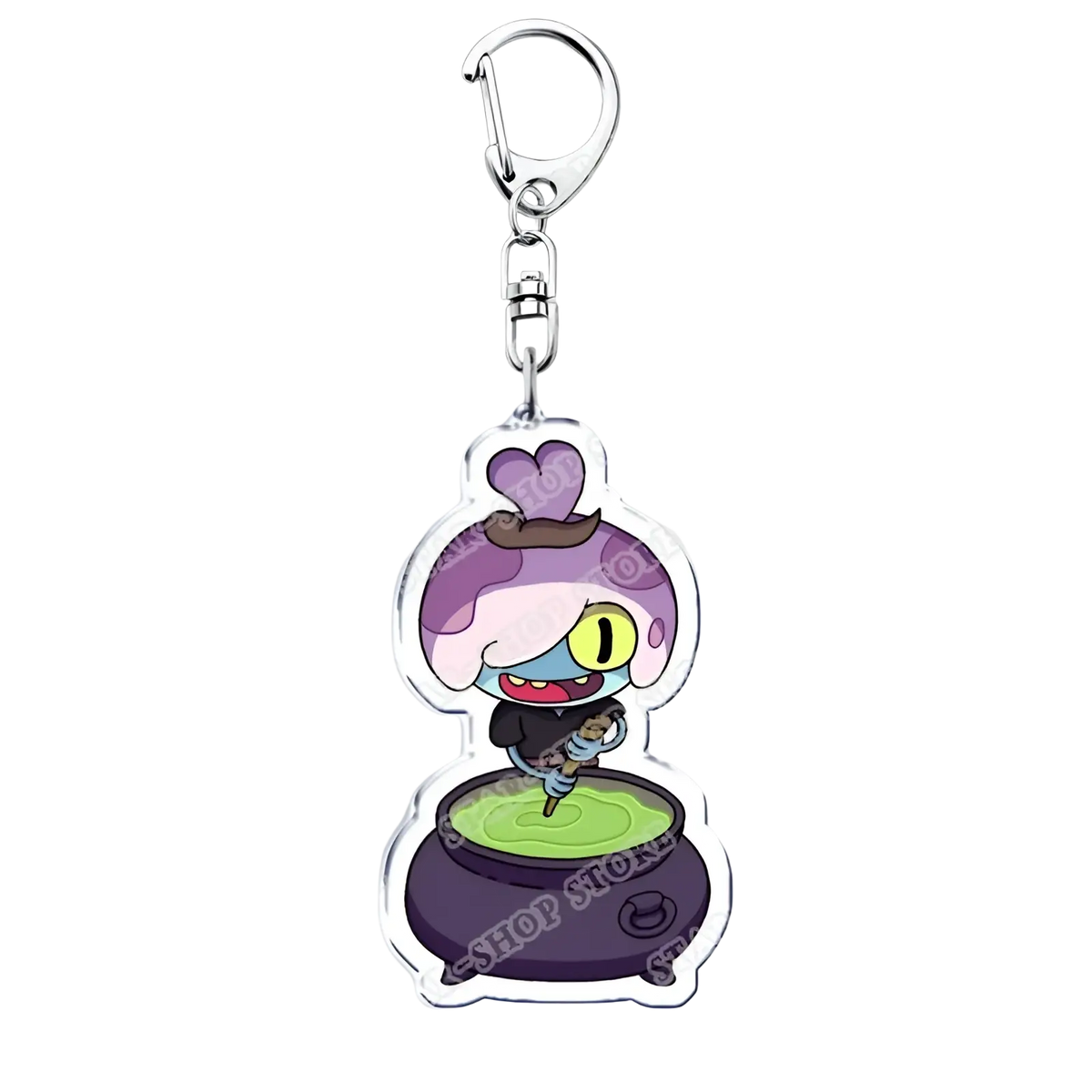 Purple and pink-haired amphibia anime acrylic keychain with silver metal clasp cartoon keyring accessory