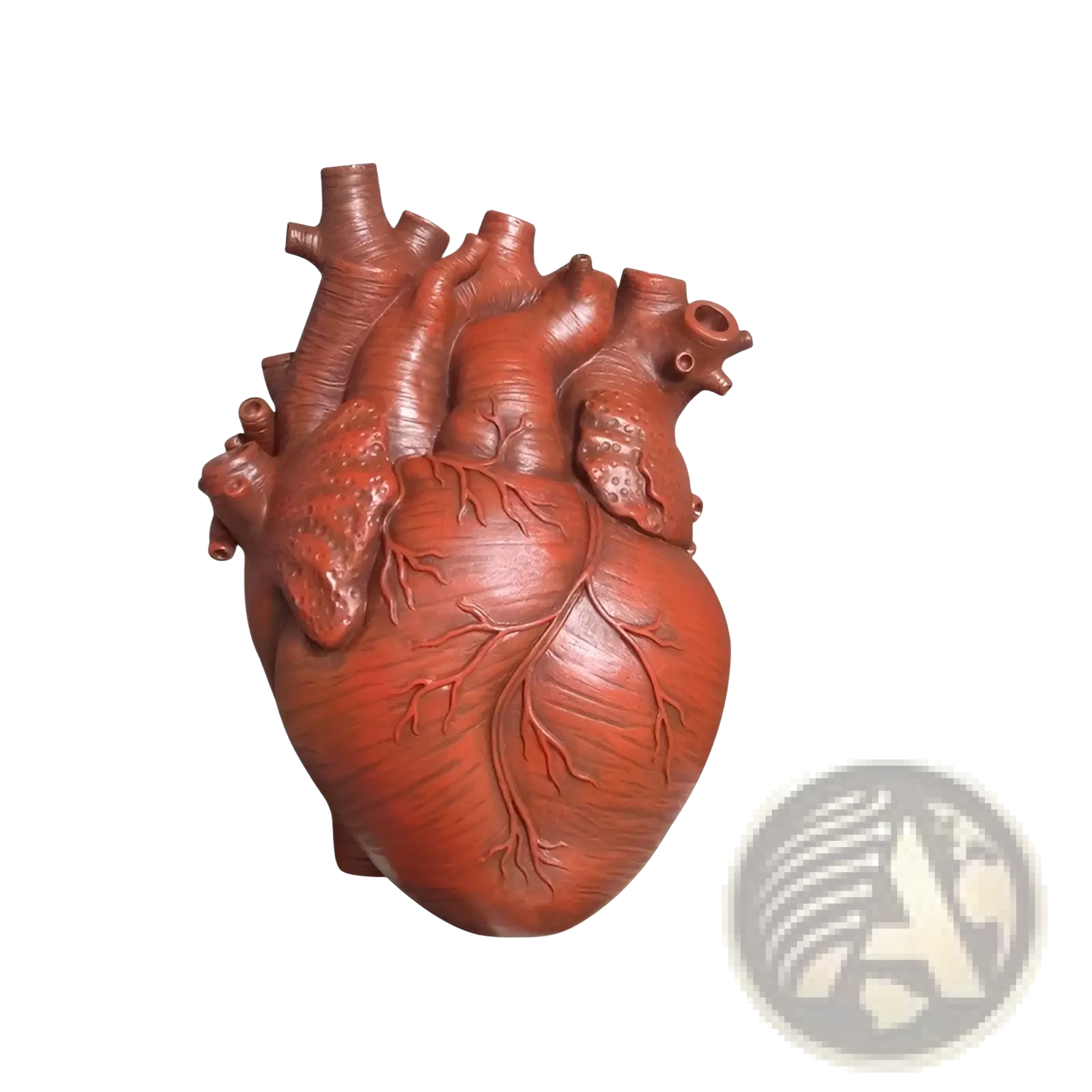 Red terracotta heart-shaped vase with detailed anatomical features Nordic resin sculpture flower pot design