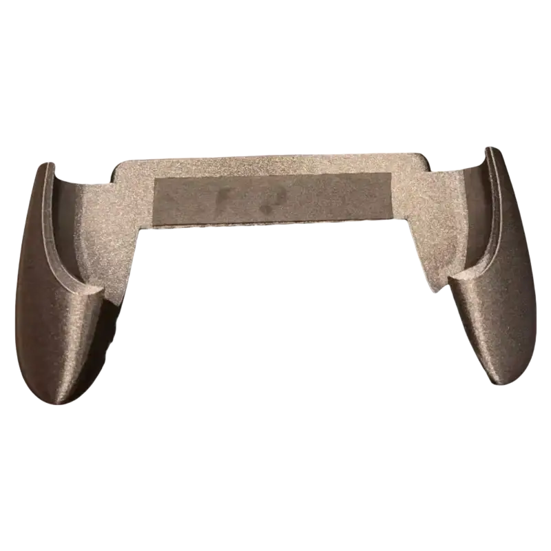 Metallic gray 3d-printed ergonomic handheld grip with curved handles for anbernic rg40xx game controller
