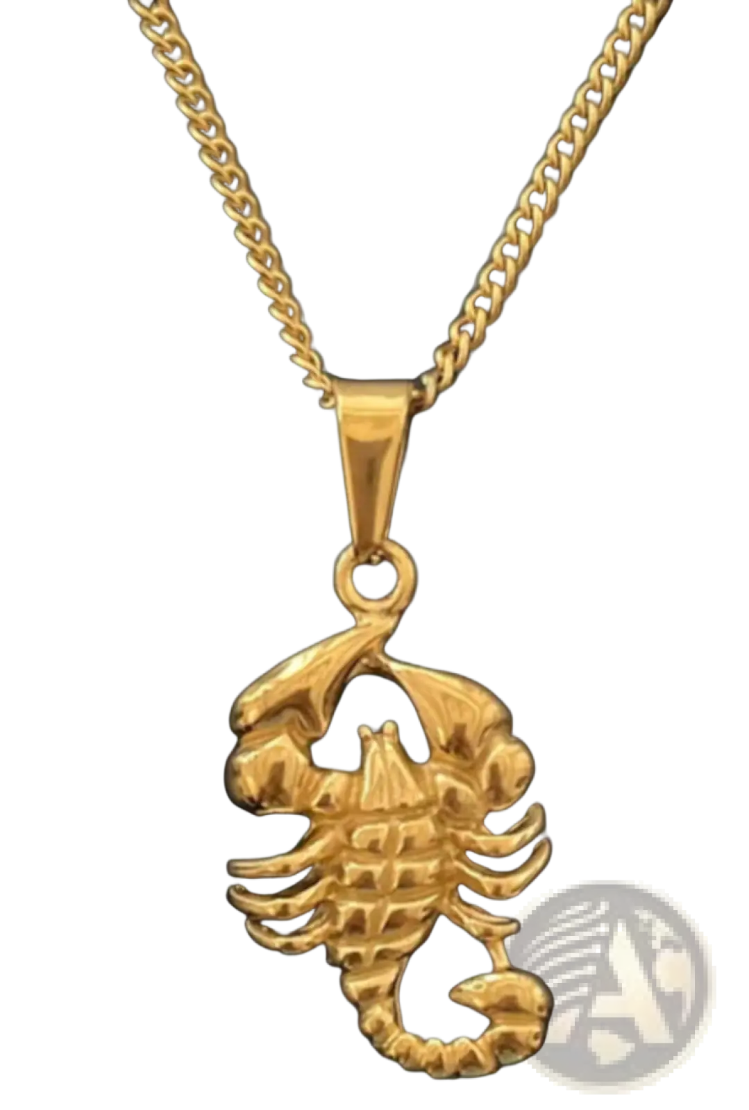 Gold-colored scorpion pendant on a matching chain featured with angel wing and compass pendant rope chain necklaces