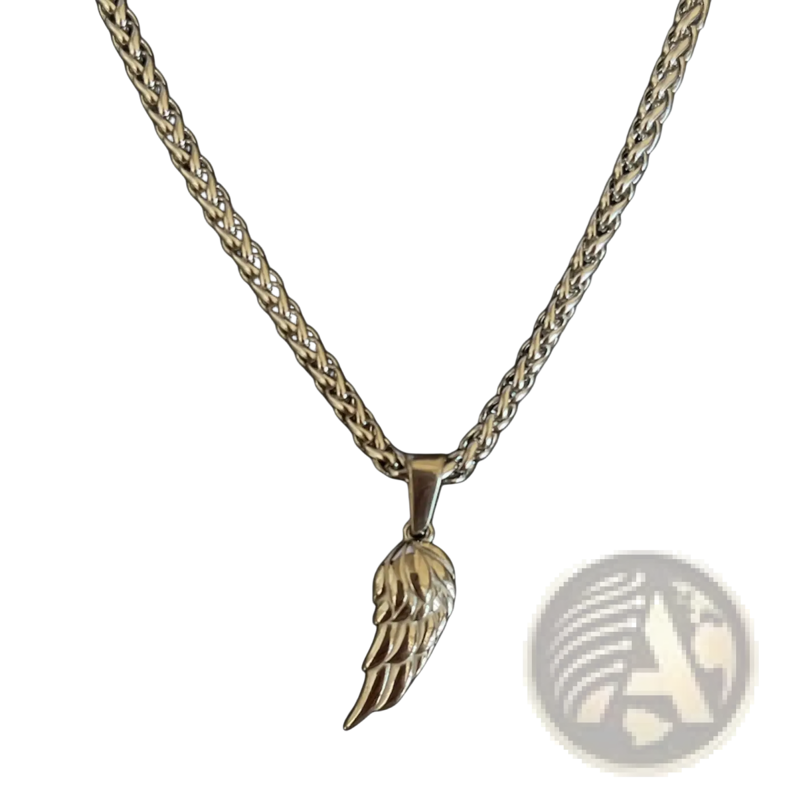 Silver angel wing pendant with braided rope chain from angel wing and compass pendant rope chain necklaces collection
