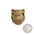 Gold-colored brass resin bear head wall decor with detailed fur texture and matching glasses for animal figurine display