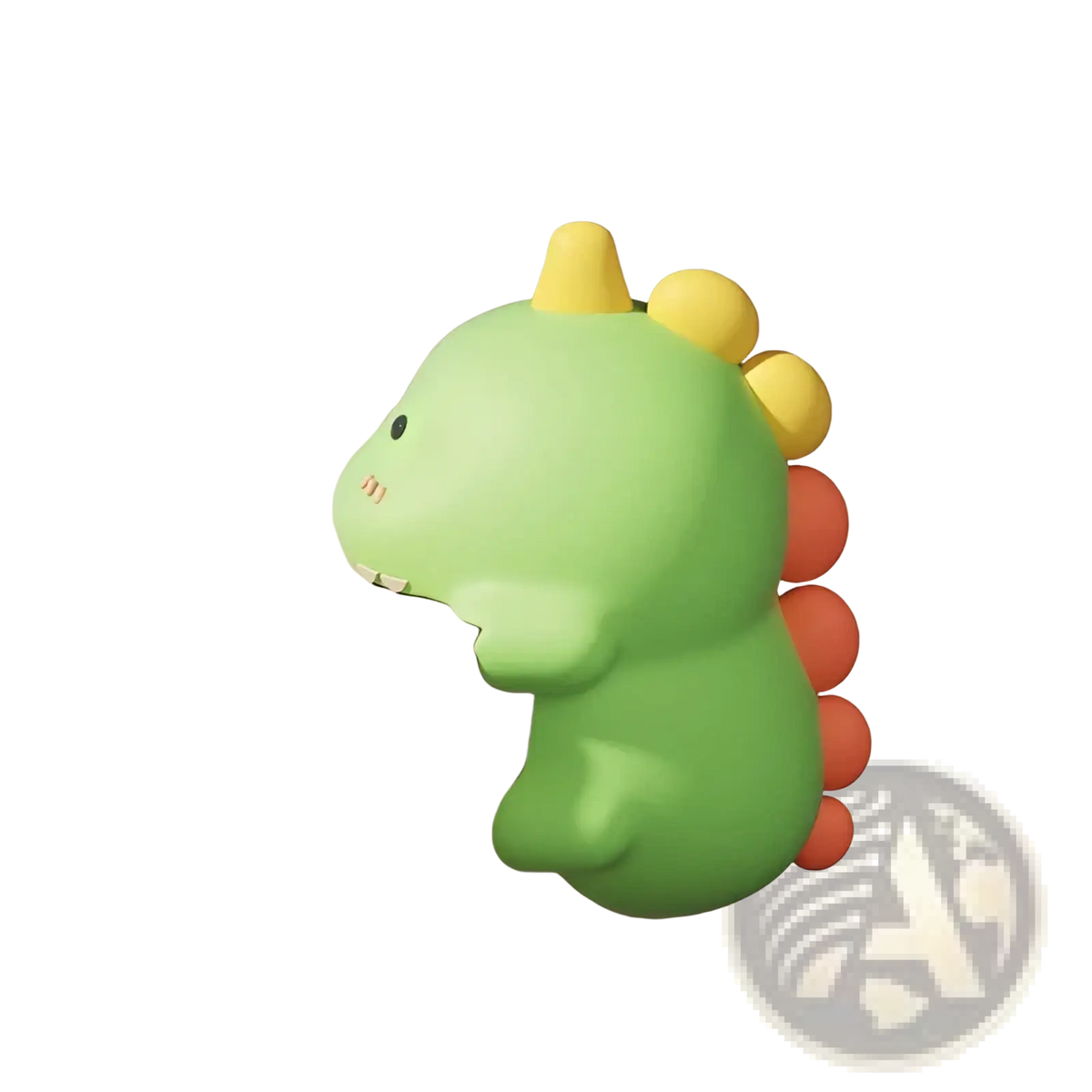 Green dinosaur-shaped animal table corner protector with yellow horns and orange spines for baby safety