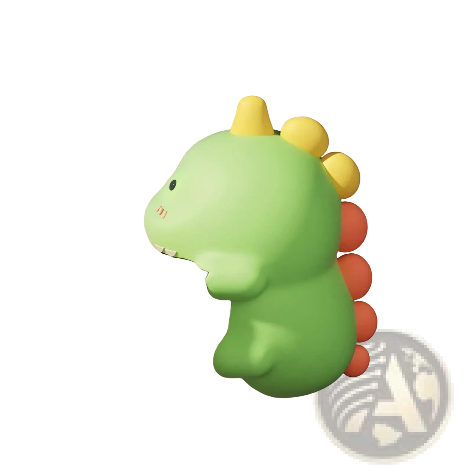 Green dinosaur-shaped animal table corner protector with yellow horns and orange spines for baby safety