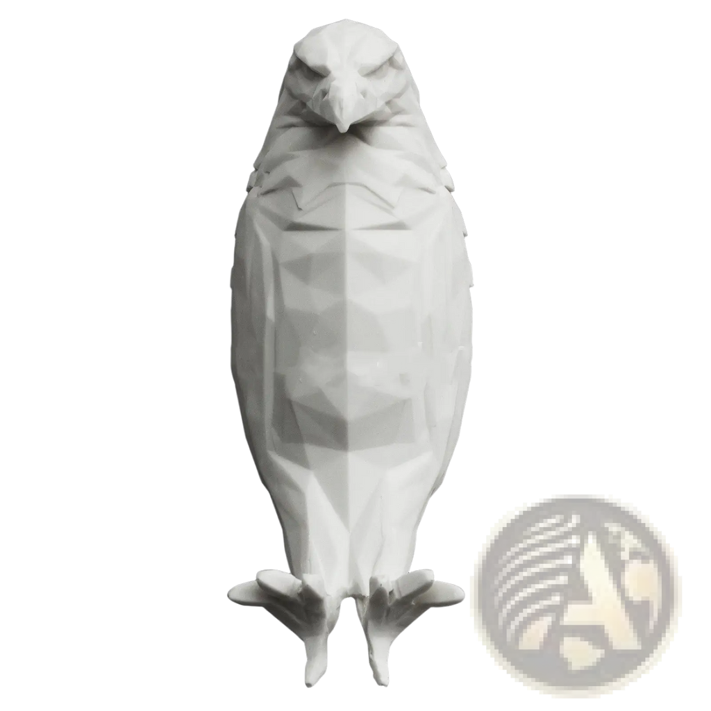White geometric eagle sculpture 3d printed animal wall lamp with angular facets and modern stylized design