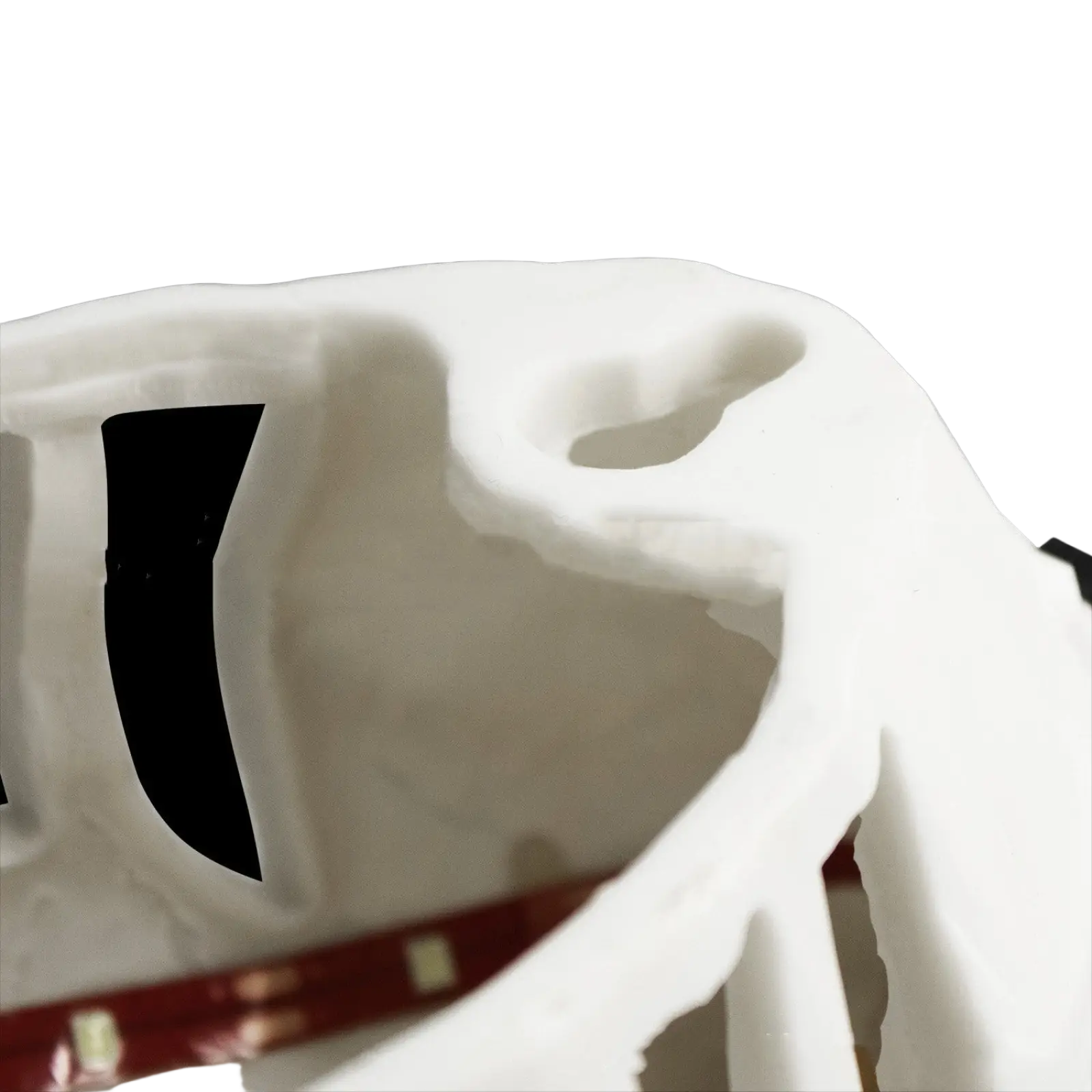 White foam protective insert with molded cutouts and red led strip for animal wall lamp 3d printed geometric sconce light