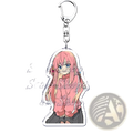 Pink-haired anime character keychain with clear acrylic body and silver metal clasp from bocchi the rock collection