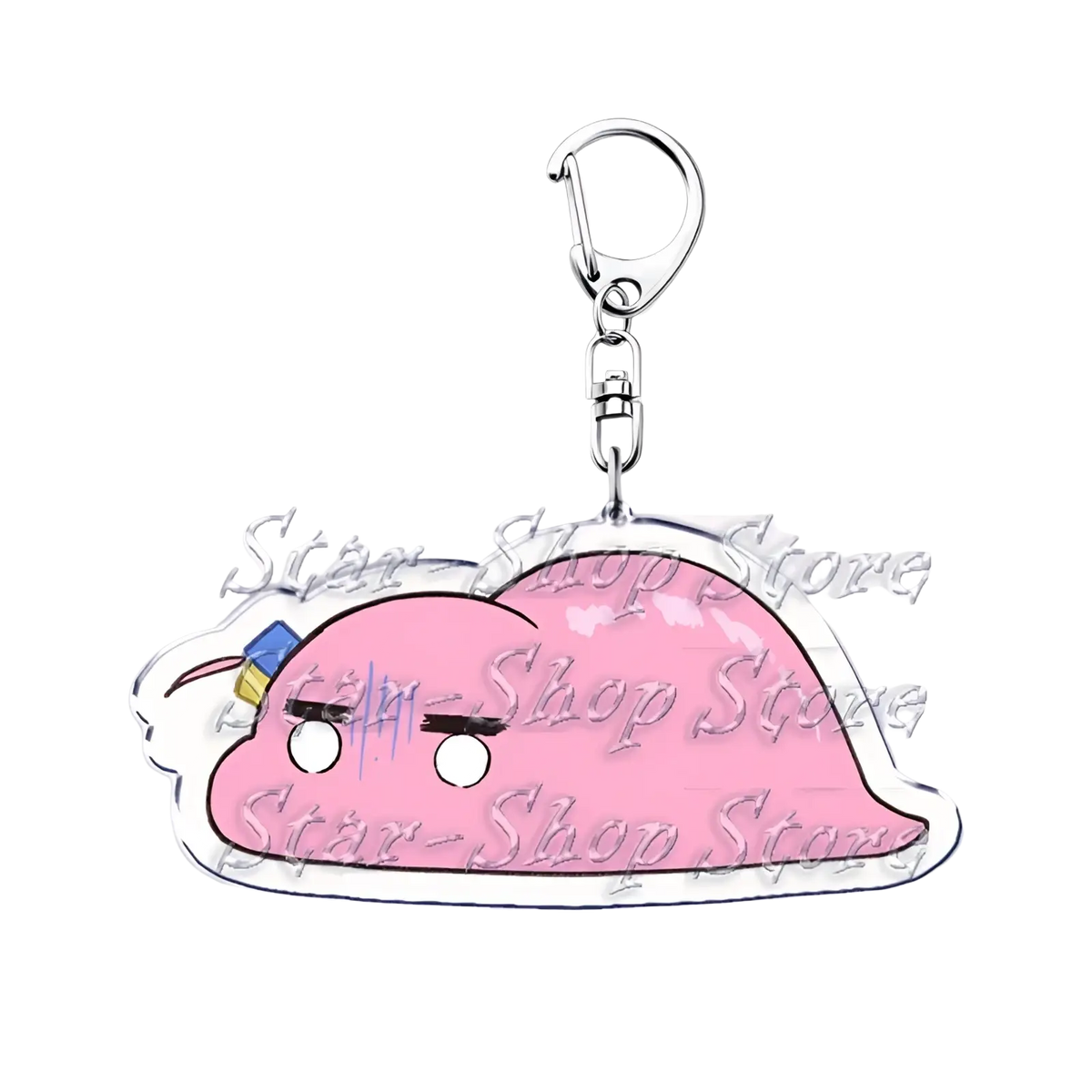 Pink cloud-shaped acrylic anime character keychain bocchi the rock with silver metal clasp for easy attachment