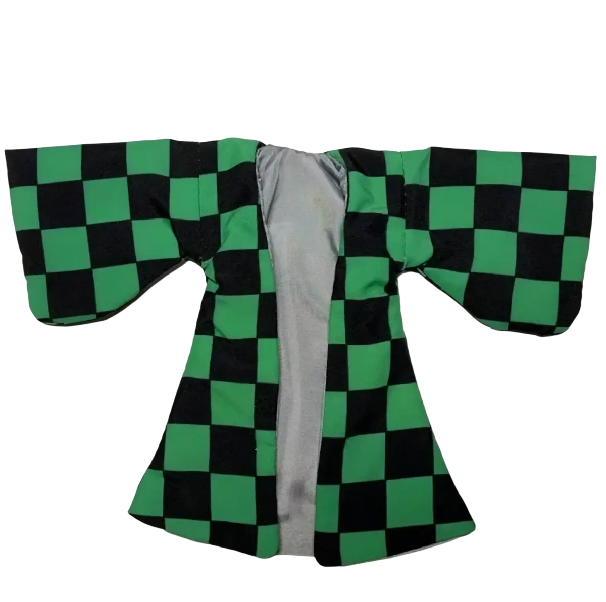 Anime kamado tanjirou scale japanese anime kimono coat in green and black checkered pattern with silver lining for 6 inch body
