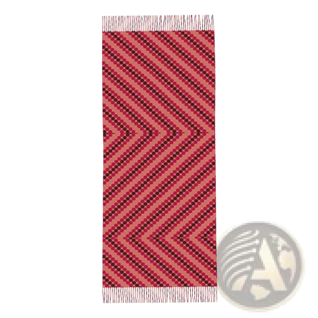 Anime tassel winter scarf for women with bold pink and burgundy chevron pattern and white fringe accents