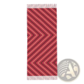 Anime tassel winter scarf for women with bold pink and burgundy chevron pattern and white fringe accents