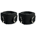 Black fabric ankle strap cuff with silver metal rings for leg workouts and cable machine gym accessories