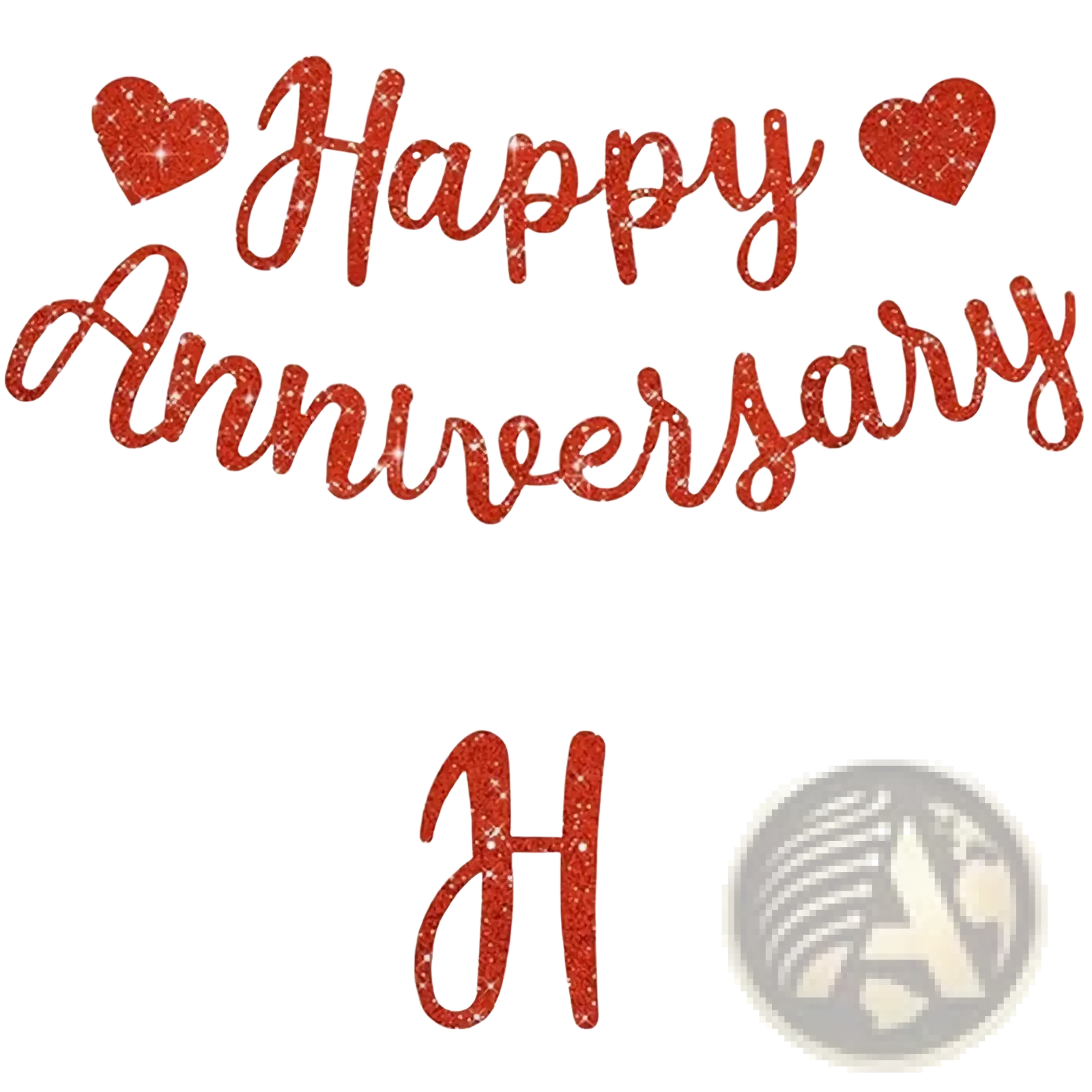 Red glittery happy anniversary banner with heart accents for party decoration glitter sign product