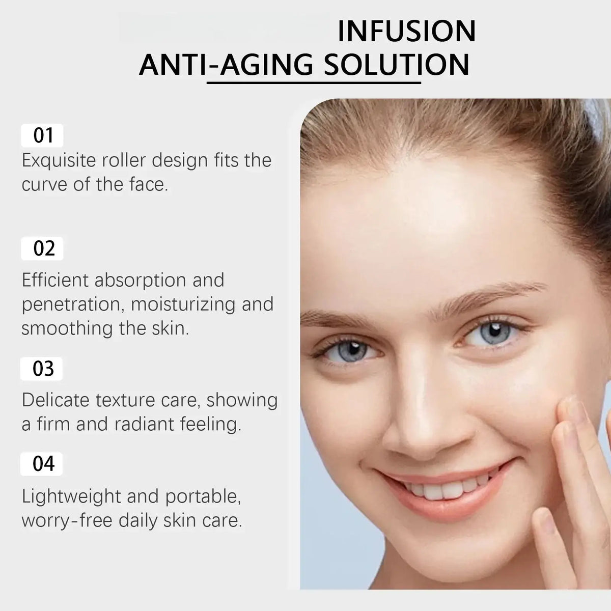 Infusion anti-aging face roller with sleek smooth design for targeted skincare in anti-aging microneedle serum kit