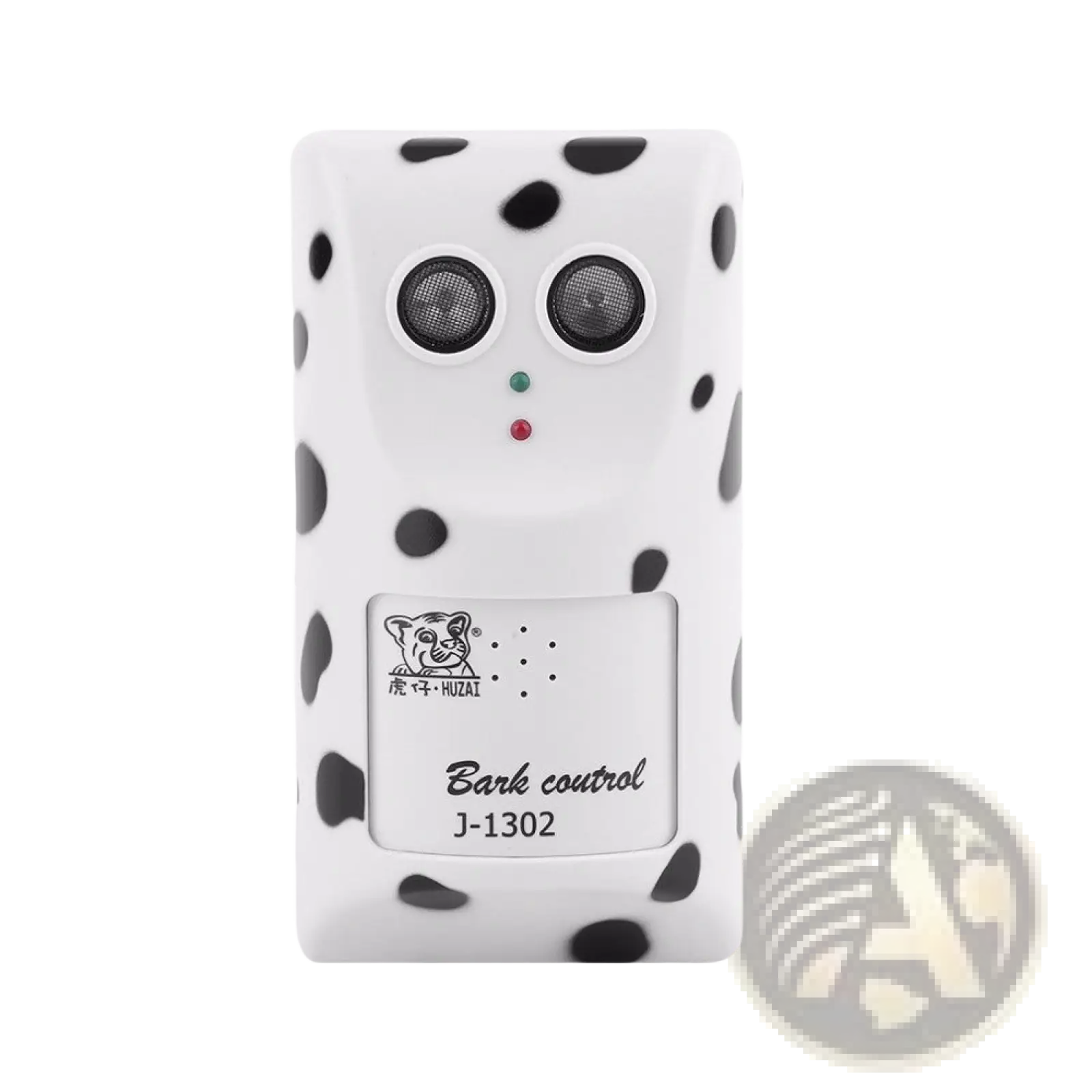 Anti bark device ultrasonic wall mount dog repeller white and black spotted with two sensors and j-1302 model number