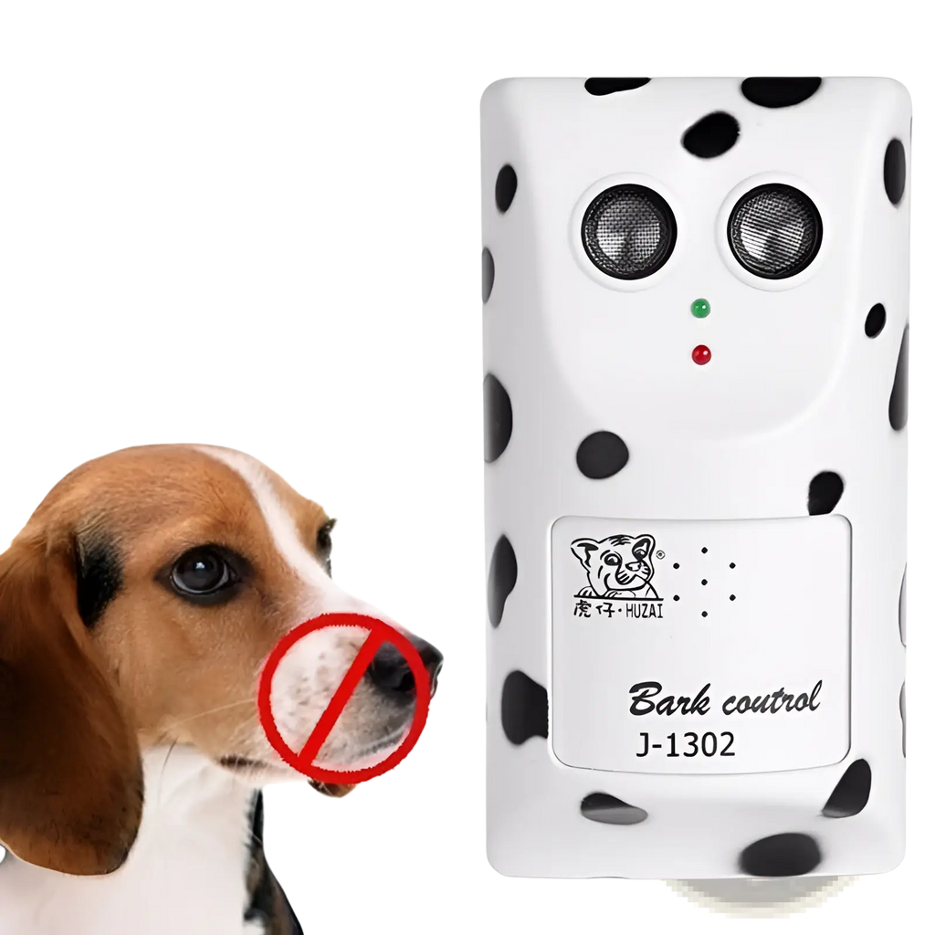 Anti bark device ultrasonic wall mount dog repeller with white and black spotted dalmatian pattern and dual sensors