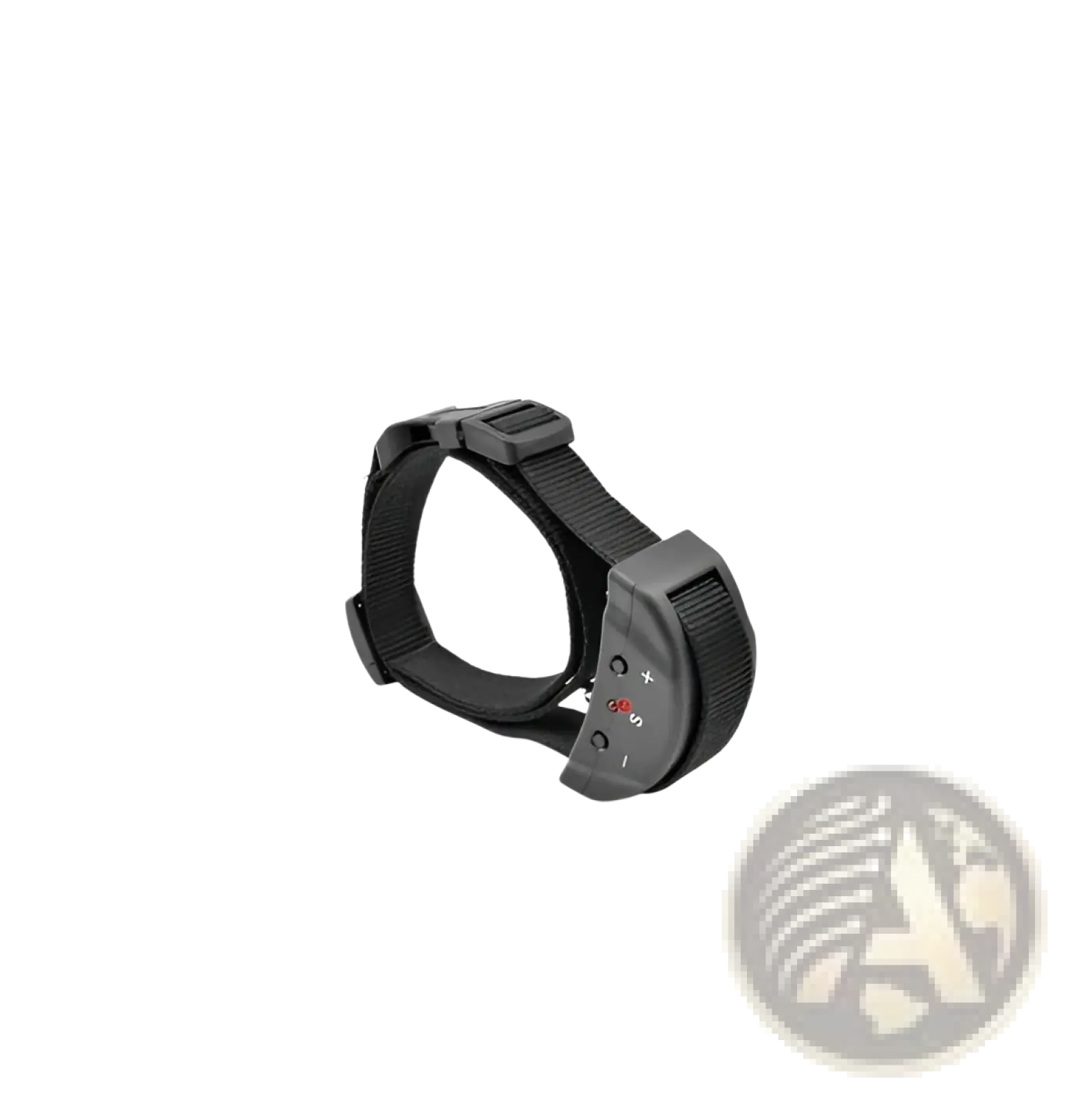 Black adjustable anti bark dog shock collar with gray sound and vibration control unit and indicator light