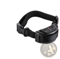 Black adjustable anti bark dog shock collar with control unit featuring buttons and led indicator for training modes