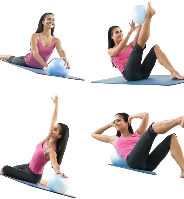 Light blue anti-burst yoga ball designed for balance training with durable material to prevent air leakage