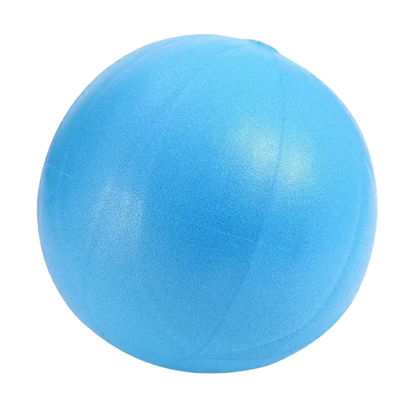 A light blue anti-burst yoga ball with a matte finish designed for balance training and preventing air leakage