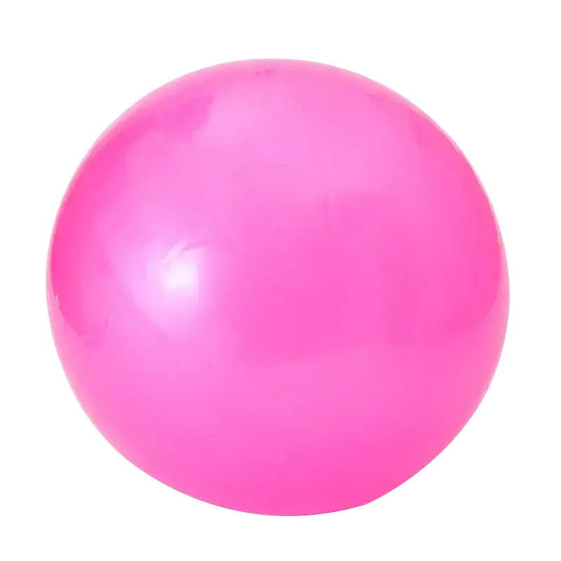 A vibrant pink glossy anti-burst yoga ball designed for balance training with a smooth surface preventing air leakage