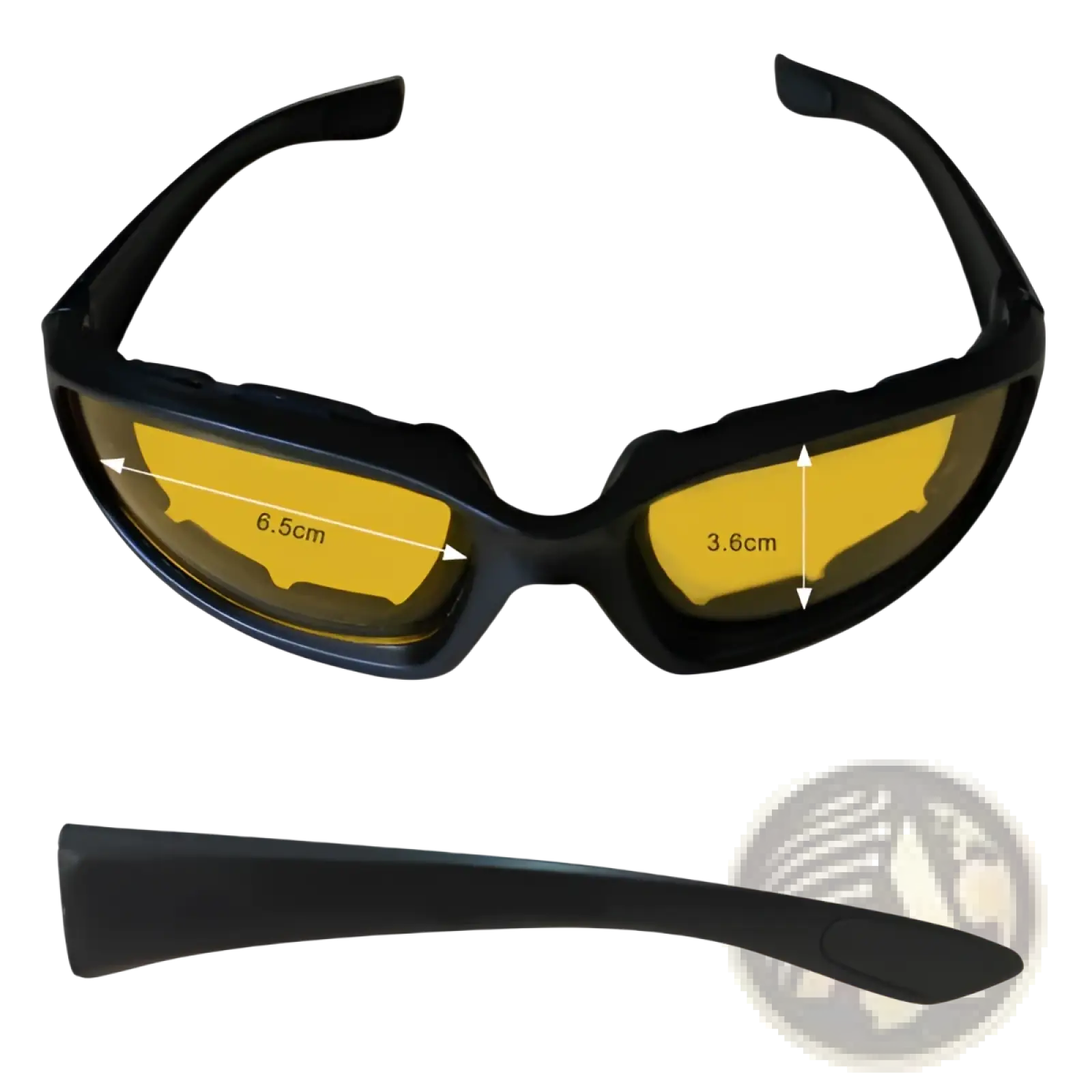 Black-framed anti-glare driving glasses with yellow-tinted lenses and padded design for motorcycle riding 3 pack