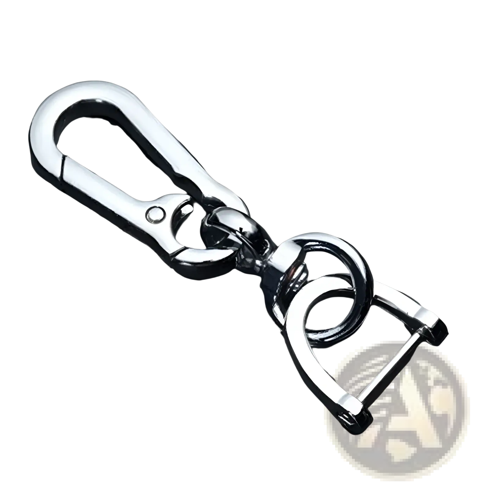 Shiny chrome anti-lost stainless steel carabiner key ring pendant with sturdy sleek design and secure clasp mechanism