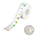 A roll of white pvc anti-mildew kitchen sealant tape with colorful cartoon cactus and plant designs in green red blue and yellow