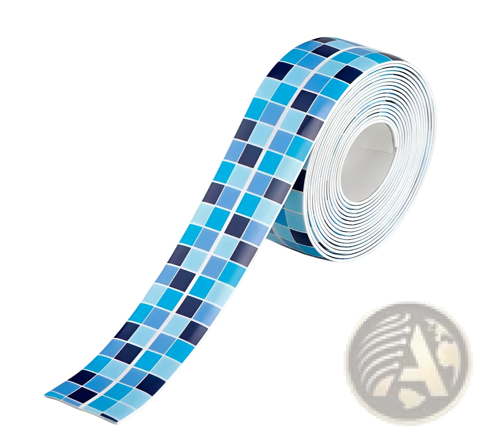 A roll of blue pvc adhesive mosaic tile tape with anti-mildew waterproof strip for kitchen sealing