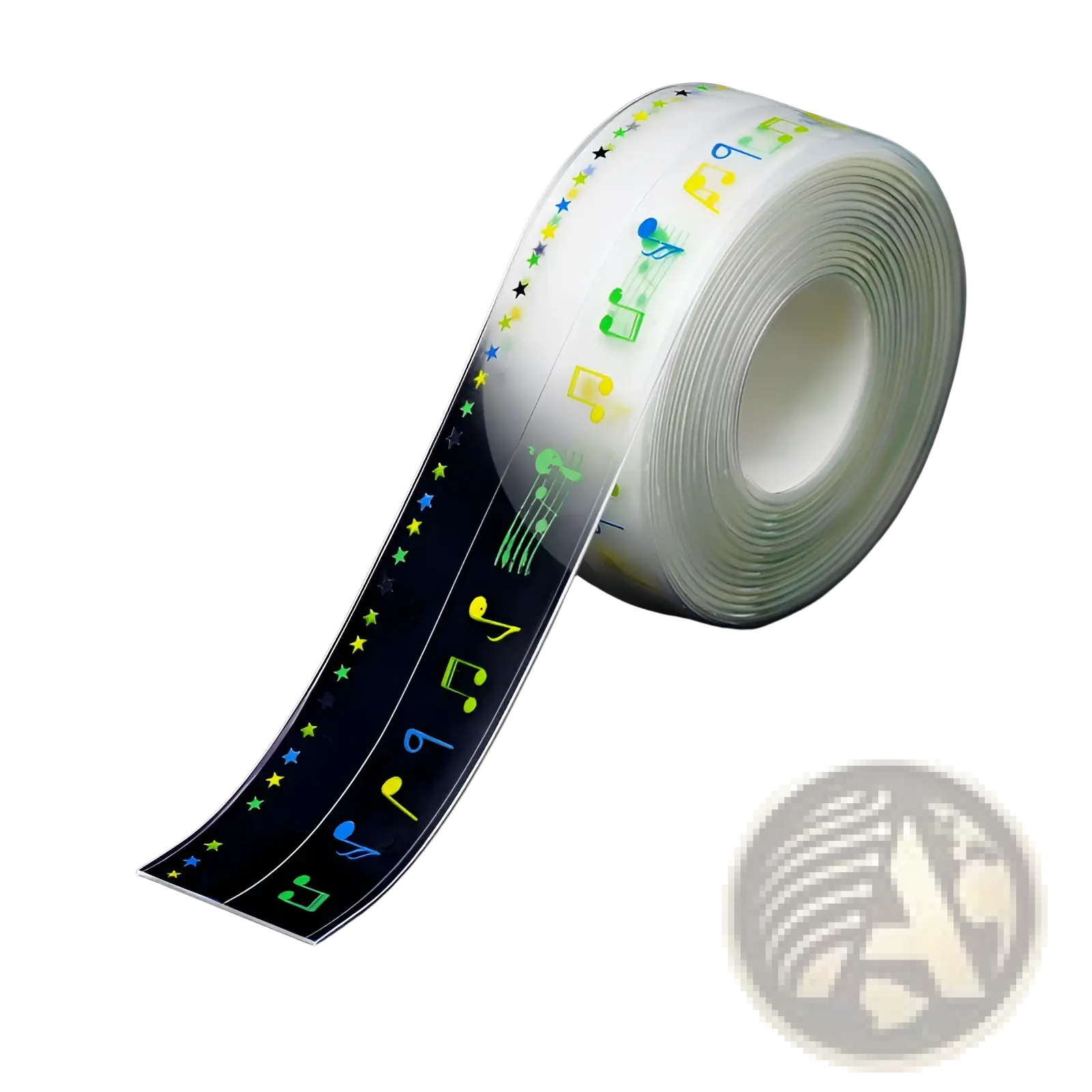 Clear adhesive anti-mildew kitchen sealant tape with colorful musical notes on transparent pvc waterproof strip