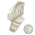 Beige anti-mosquito casual athletic cargo pants with elastic waistband drawstring and fashion logo patch on side seam
