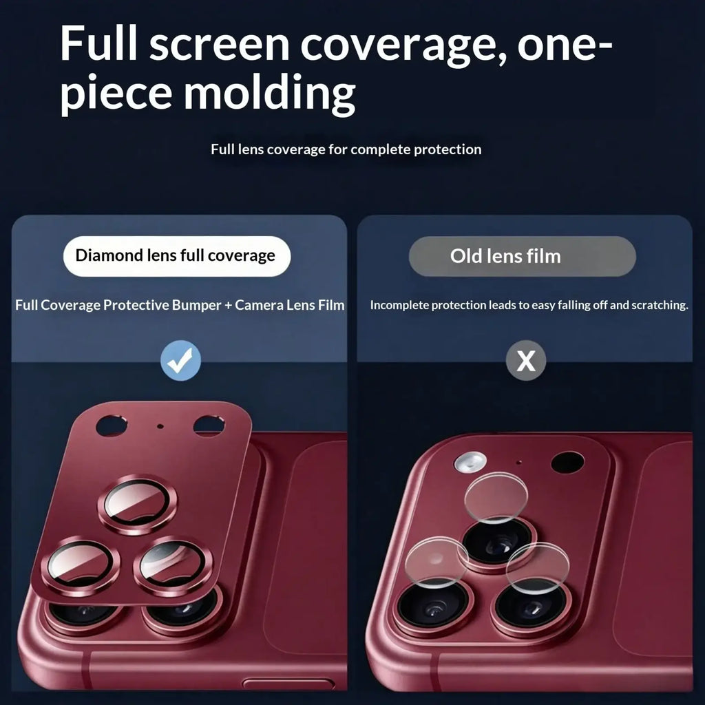 Red metallic anti reflection ultra clear lens protector for iphone 18 pro max with full coverage design