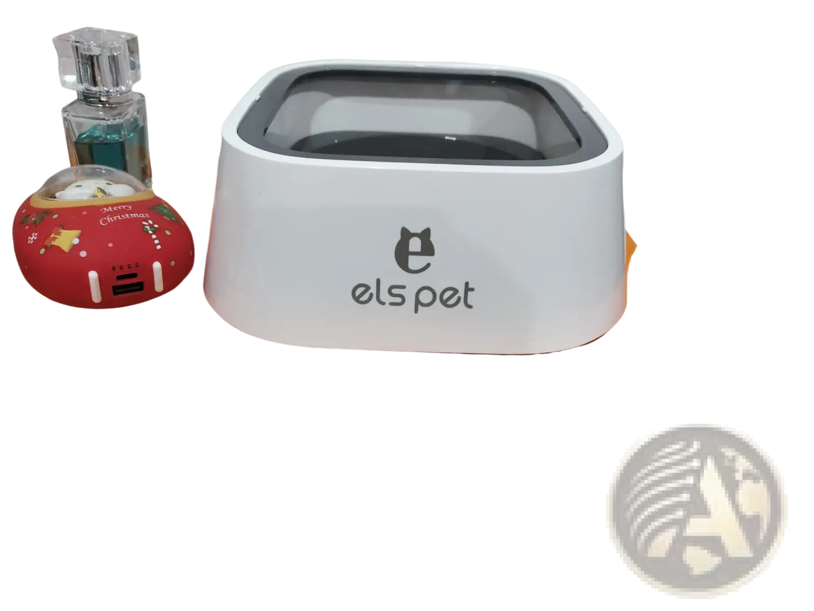 White plastic anti-splash pet floating water bowl with transparent lid and els pet logo 1.5l capacity