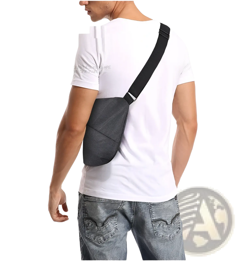 Black anti-theft minimalist crossbody business chest bag with sleek design and adjustable strap for secure carrying