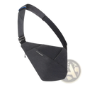 Dark gray textured fabric anti-theft minimalist crossbody business chest bag with sleek design and subtle front branding