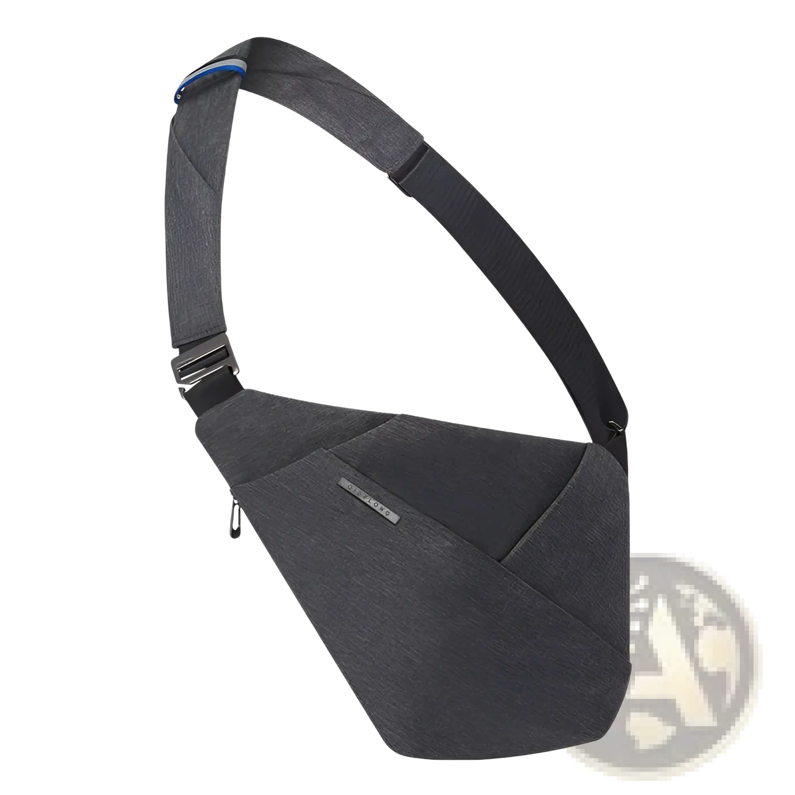Dark gray textured fabric anti-theft minimalist crossbody business chest bag with sleek design and subtle front branding