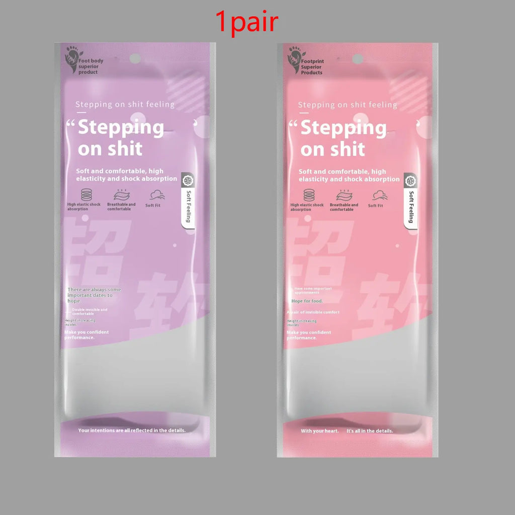 Pink and white antibacterial massage insoles with stepping on shit branding for shock absorbing arch support