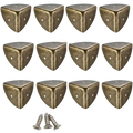 Antique brass corner protector set showing bronze-finished triangular protectors with three pre-drilled holes each