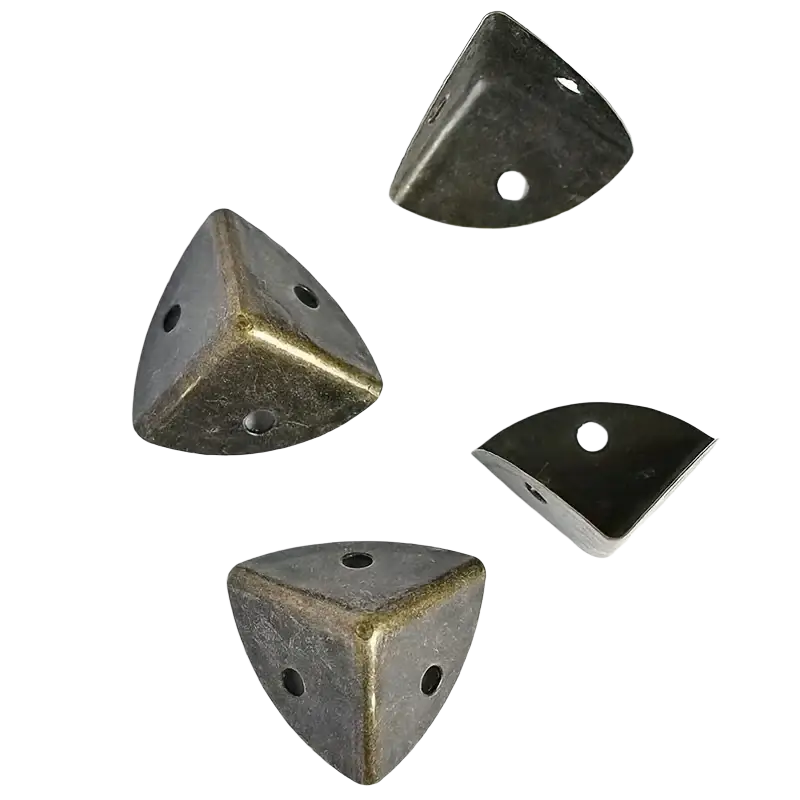 Antique brass corner protector set 24 pieces dark bronze metal with matte weathered finish and three pre-drilled holes