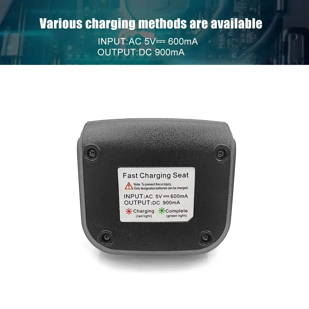 Black textured plastic fast charging back side of anysecu t56 charger desktop type-c base with labeled inputs and outputs
