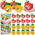Apple party favor boxes in red and yellow with green leaf tops and heart cut windows 20 pcs for celebrations